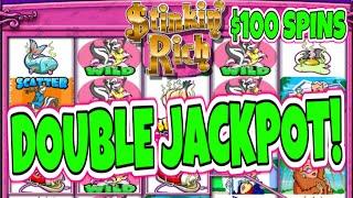 DOUBLE JACKPOTS ON $100 MAX BET HIGH LIMIT STINKIN RICH SLOTS!