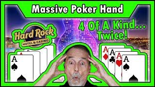 4 of a Kind… TWICE! This. Poker. Hand. Is. MASSIVE @ Hard Rock Hollywood • The Jackpot Gents