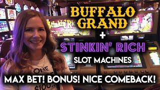 Buffalo Grand and Sinking Rich Slot Machines! Max Bet BONUS! Nice Comeback!