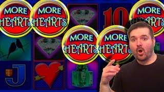 •RARE HIT! • LANDING 5 Bonus Symbols on More More Hearts @  MAX BET! W/ SDGuy1234!
