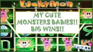 LUCKY WIN!! •MY Little MONSTERS(MAX BET) • Slot Machine Bonus ~ Bally's•