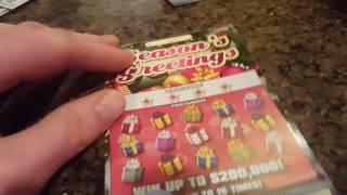 NEW GAME! NICE SCRATCH OFF WINNER! $200,000 SEASON'S GREETINGS $5 ILLINOIS LOTTERY SCRATCH OFF