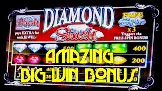 Diamond Stash - Brilliant Big Win Upgrade bonus - max bet - Slot Machine Bonus