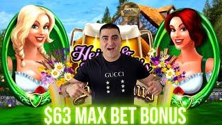 Heidi and Hannah's Bier Haus Slot Machine BONUSES - $63 Max Bets
