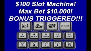 •$100 Slot Machine Max Bet 10k Bonus Triggered Jackpot Handpay Vegas High Limit Casino Video Slots •