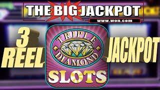 3 REEL JACKPOT • $180 SPIN HIGH LIMIT • TRIPLE DIAMOND SLOT WIN!