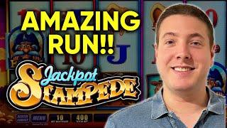 My New FAVORITE SLOT MACHINE! Jackpot Stampede! Increasing The Multiplier Over 200x! Awesome Run!