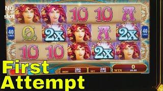 Noveau Beauties Slot Machine Bonus Win - First Attempt,  Free Spins Bonus