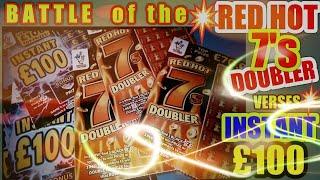 #1• New Monday Scratchcard game starts•INSTANT £100•. Vs ..•RED HOT 7"s DOUBLER•