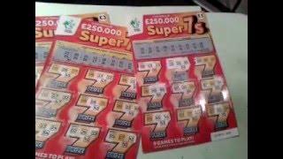 Three SUPER 7's SCRATCHCARDS....and Your Likes Count as a Vote..with Moaning Pig