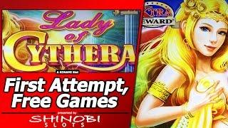 Lady of Cythera Slot - First Attempt, Two Free Spins Bonuses