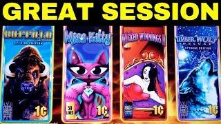 GREAT SESSION !!! Miss Kitty $6 MAX BET Bonus | Wicked Winnings 2 Bonus | Buffalo Deluxe Slot BONUS