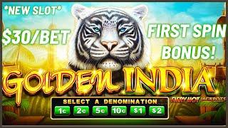 ⋆ Slots ⋆️NEW SLOT ⋆ Slots ⋆️Golden India Fiery Hot Jackpots HIGH LIMIT $30 Bonus Round Slot Machine Casino