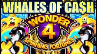 •WHALES OF CASH! STARFISH, WHALES, & GOLD BUFFALOES!• WONDER 4 SPINNING FORTUNES Slot Machine Bonus