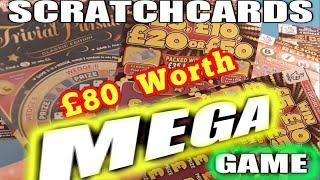 MEGA SCRATCHCARD £80.00.SPIN £100.50X.CASH GRID.FRUITY £500