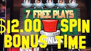 Invaders from the Planet Moolah BONUS high limit denom $12.00 spin Slot Machine