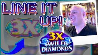 $45 MAX BET on HIGH LIMIT 3X WILD Diamonds Reels Slot Machine | LINING IT UP FOR A HUGE WIN