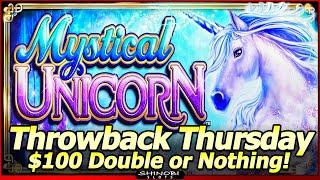 Mystical Unicorn Slot Machine - $100 Double or Nothing for Throwback Thursday in WMS Classic Slot!