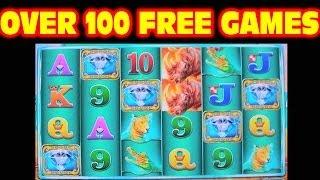 Raging Rhino OVER 100 FREE GAMES Las Vegas Slot Machine Big Win