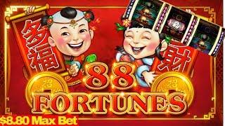88 Fortunes Slot Machine $8.80 Max Bet  Bonuses Won | Fisrt Spin Bonus | Max Bet Live Slot Play