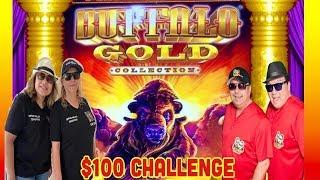 $100 BUFFALO GOLD SLOT CHALLENGE •VS TIFFANY MILLS SLOT CHANNEL•CASINO GAMBLING!