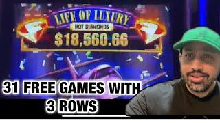 RARE LIFE OF LUXURY HOT DIAMONDS 31 GAMES WITH 3 ROW OPEN AT CHOCTAW CASINO, DURANT + QUEENIE
