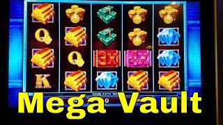 MEGA VAULT Slot Machine Bonuses and Big Win Line Hit !!!! Live Play