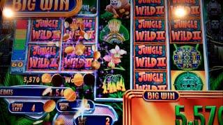 Jungle Wild II Slot Machine Bonus - Money Burst - 5 Free Spins with 2 Columns Wild - Big Win