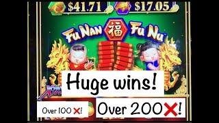 Fu Nan Fu Nu slot machine. Huge first spin bonus! Then Dancing Drums Slot Bonus over 200x!