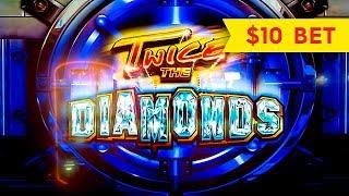 Twice The Diamonds Slot - BIG WIN BONUS - $10 Bet!