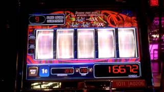 Slot machine bonus and progressive on Ruby Star at the Sands Casino.