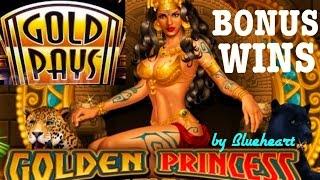 GOLDEN PRINCESS slot machine BONUS and Progressive jackpot wins!