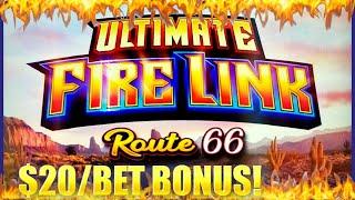 HIGH LIMIT Ultimate Fire Link Route 66 ⋆ Slots ⋆HIGH LIMIT $20 Bonus Rounds Slot Machine Casino