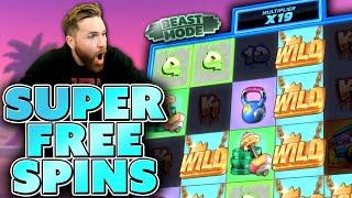 Super Free Spins triggered on Beast Mode - BIG WIN!