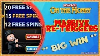 CRAZY RE-TRIGGERS Monopoly On the Money with £50 MEGA SPINS!!