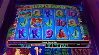 Live Play Slot Machine DUCK$ IN A ROW, MAX BET.