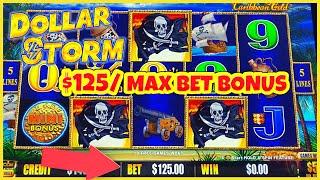 ★ Slots ★️HIGH LIMIT Dollar Storm Caribbean Gold SUPER GRAND CHANCE HANDPAY JACKPOT  & $125 MAX BET 