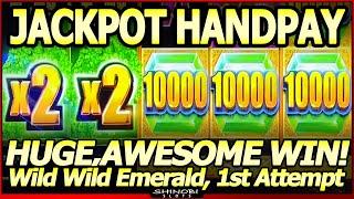 JACKPOT HANDPAY!  Huge, Awesome Max Bet Win in First Attempt at Wild, Wild Emerald Slot Machine
