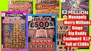 Scratchcards..Monopoly..Merry Millions..Full £500s..£5 Big Daddy..Bingo..CASHWORD  V.I.P.