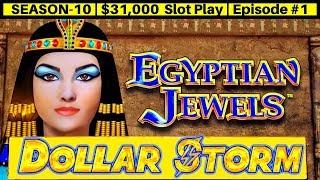 Dollar Storm EGYPTIAN JEWELS Slot Machine Live Play | Season 10 | Episode #1