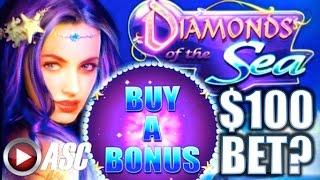 •$100 BET BUY A BONUS!?• DIAMONDS OF THE SEA (Bally) | Slot Machine Bonus