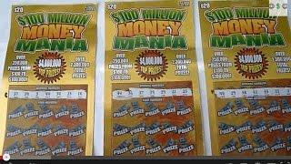 Three $20 Scratchcards!! $100 Million Money Mania Instant Lottery Scratch Off Tickets!