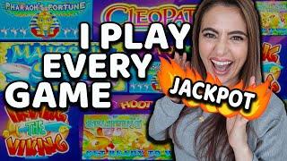 I PLAY every GAME on this HIGH LIMIT SLOT MACHINE trying to get the BONUS but WIN a JACKPOT instead