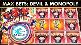 MR. MONOPOLY vs. TRIPLE TROUBLE SLOT MACHINE @ MAX BET! WHICH SLOT PAYS US MORE?
