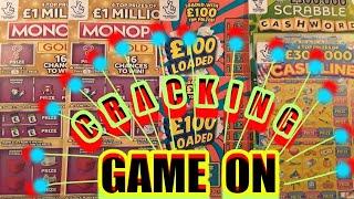 GAME ON!..for EXCITING GAME .£100 LOADED..SCRABBLE CASHWORD..CASH LINES..MONOPOLY GOLD..INSTANT £100