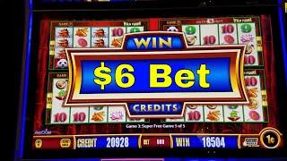 Wild Panda Slot Machine Bonus Big Win !!! •SUPER FREE GAME• $6 Bet Aristocrat Wonder 4