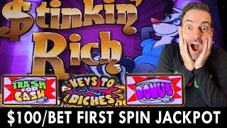 $100/Bet ⋆ Slots ⋆ FIRST SPIN JACKPOT ⋆ Slots ⋆ Stinkin' Rich at Greektown Casino #ad