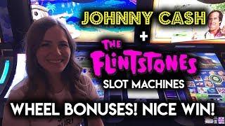 First Time Getting The WHEEL BONUS on The Flintstones Slot Machine! Nice WIN!