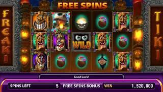 FREAKI TIKI Video Slot Casino Game with a RETRIGGERED LUAU FREE SPIN BONUS