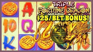 HIGH LIMIT Triple Fortune Dragon $25 MAX BET Bonus Round Slot Machine Casino FOR SLOT MAGIC